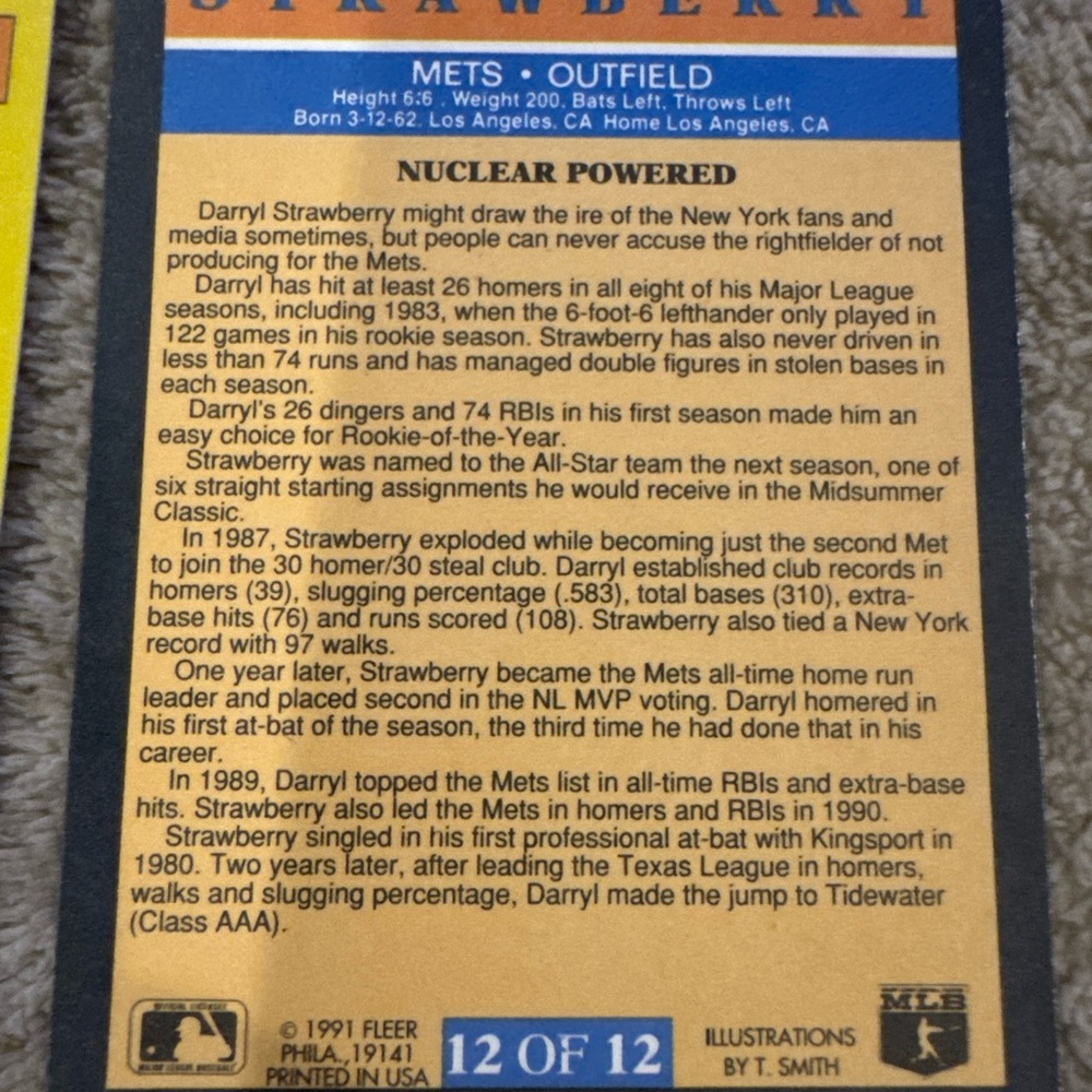 Darryl Strawberry Baseball Card Set - Picture 5 of 5